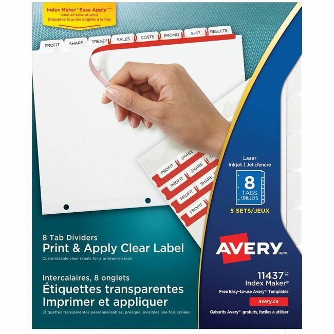 Avery Products Corporation Dividers Index Reg Tab 8TAB AVE11437