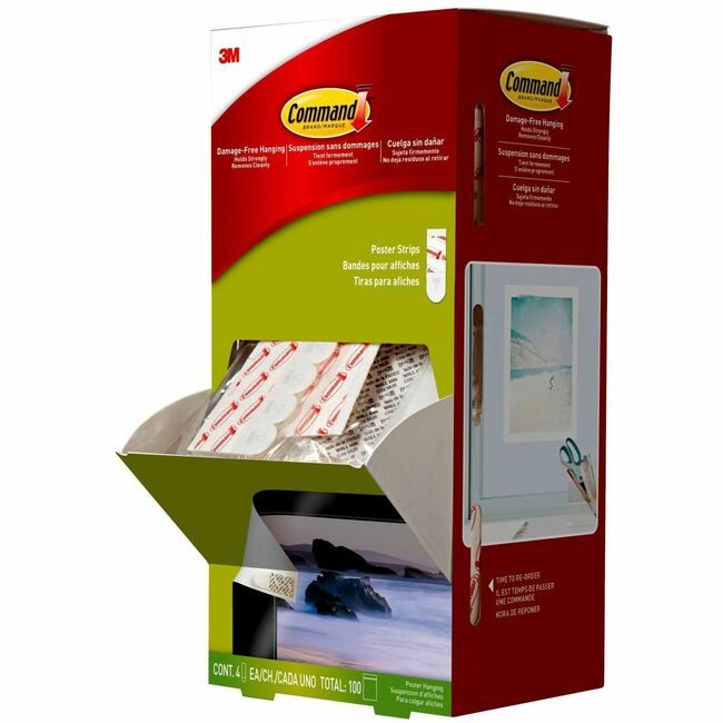 3M Company Strip Poster 100/PK White MMM17024CABPK