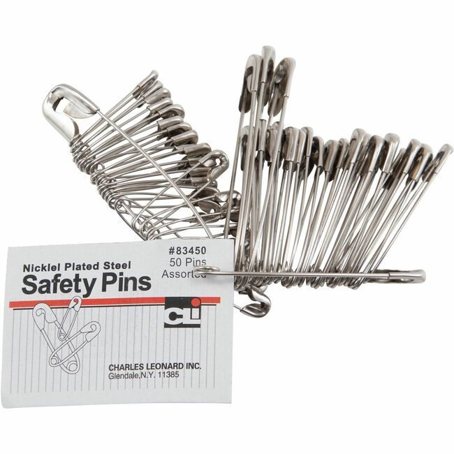Charles Leonard Pins Safety 50/CHAIN Assorted LEO83450