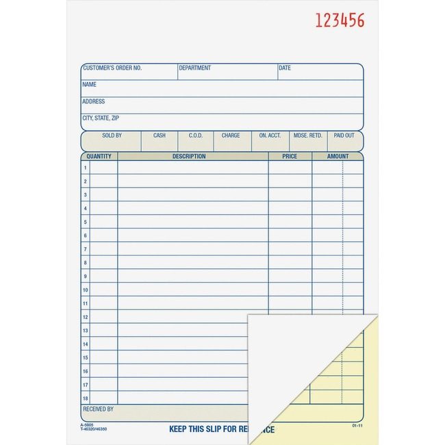 Adams Business Forms Book Sales Ordr 2PT 5.5X8.5 ABFDC5805