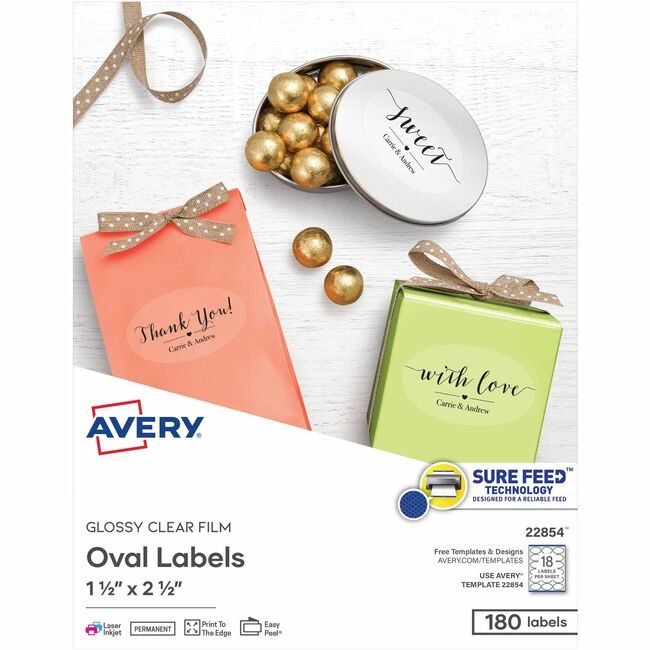 Avery Products Corporation Labels Oval 18UP Clear AVE22854