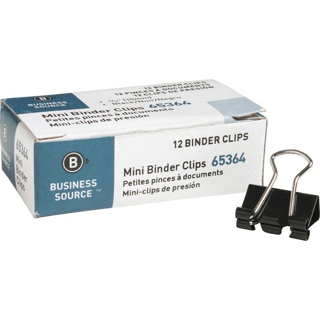 Business Source Clip Binder Mini 12PC Black BSN65364