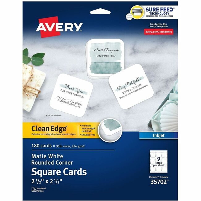 Avery Products Corporation Cards Sqr White Inkjet 180 Pack AVE35702