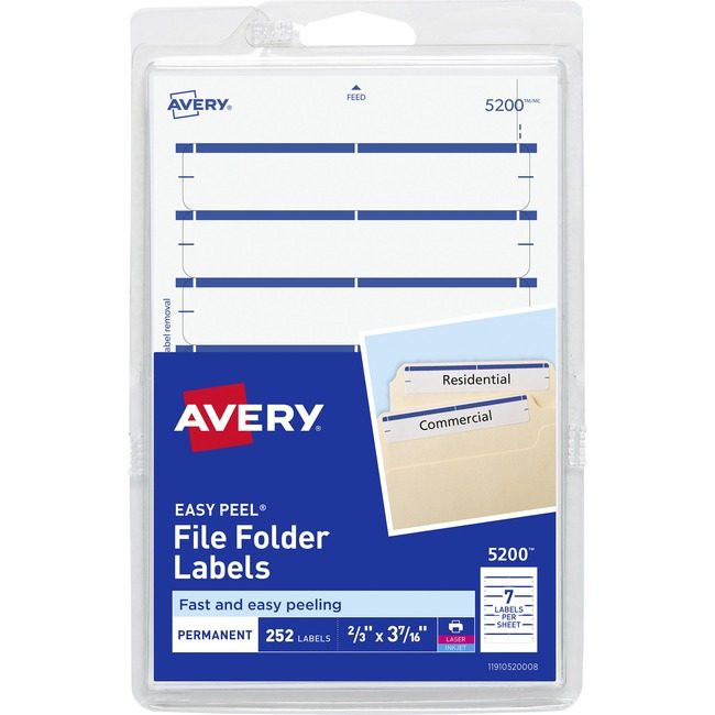 Avery Products Corporation Label Fldr Perm Lsr/Inkj Be AVE05200