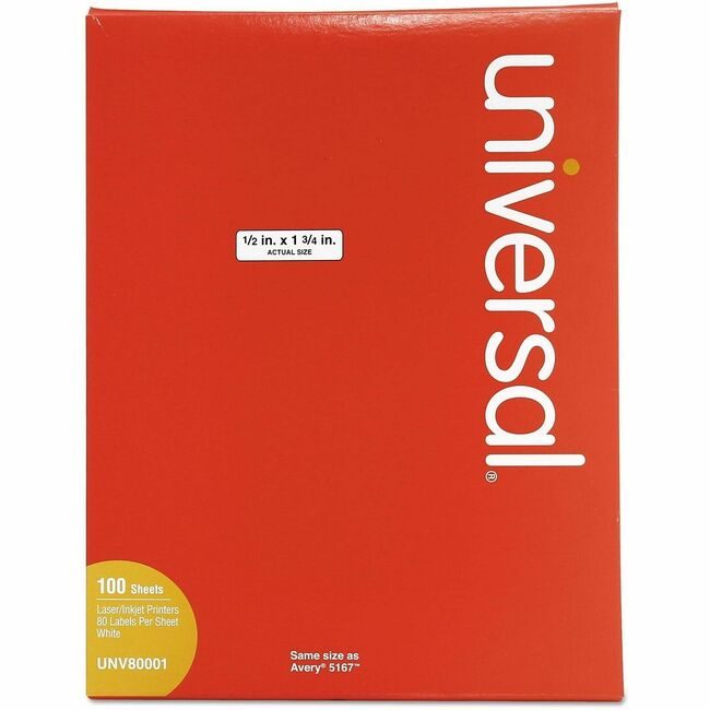 Universal Office Products Label Dt .5X1-3/4 8000 White UNV80001