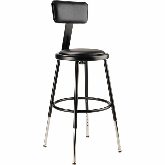 National Public Seating Stool 19-27IN Vin Back Black NPS6418HB10
