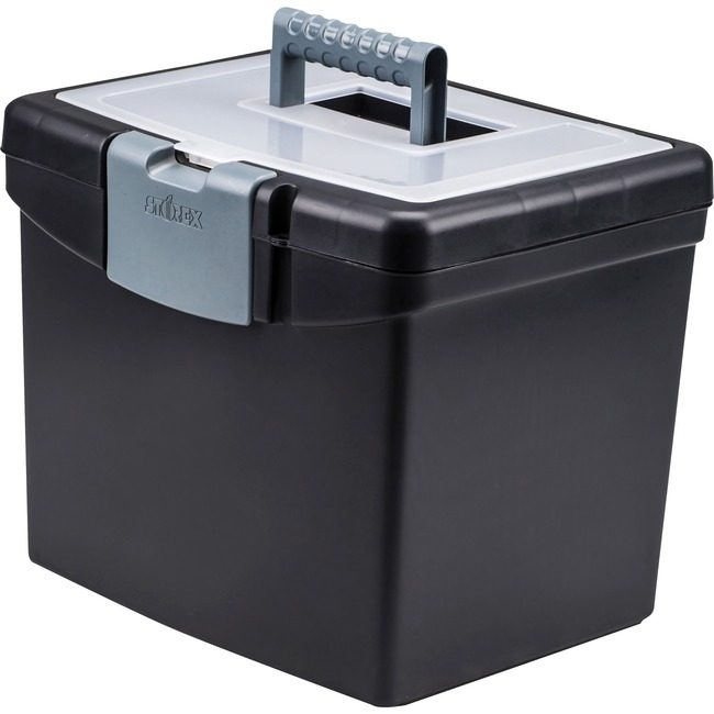 Storex File Box Portable Black STX61504U01C