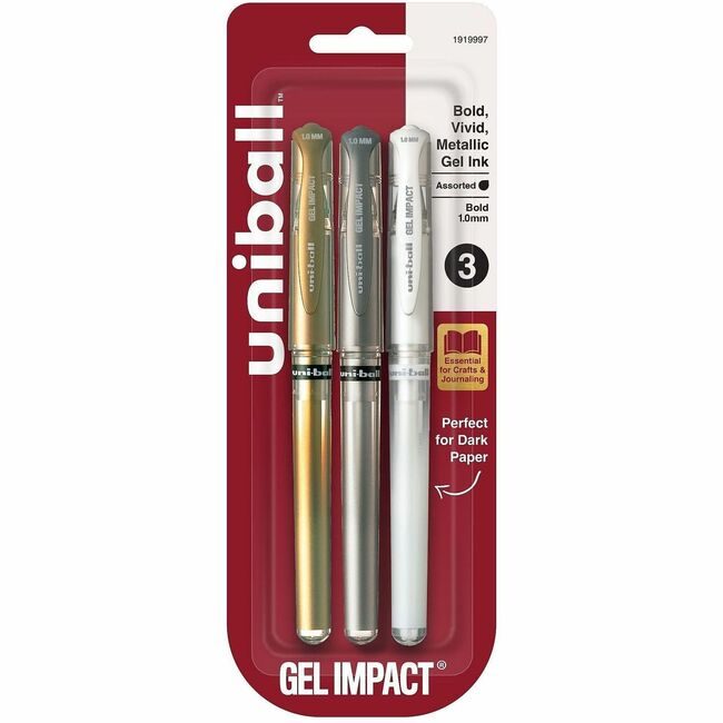 Mitsubishi Pencil Co. / uni-ball Pen Gel Impact 1.0MM 3 Pack Metal UBC1919997