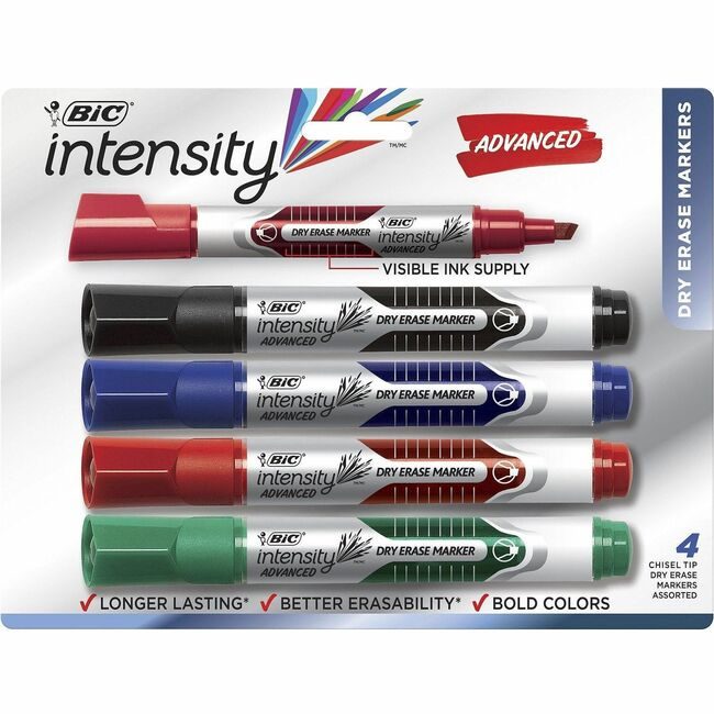 BIC Corporation Marker Dryerase Chisel 4 Pack BICGELITP41AST