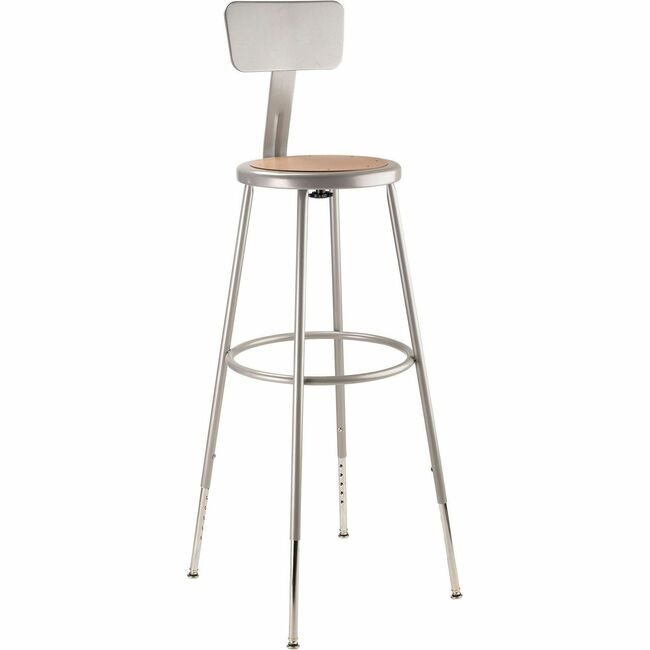 National Public Seating Stool 31-39IN Wood Back Gray NPS6230HB