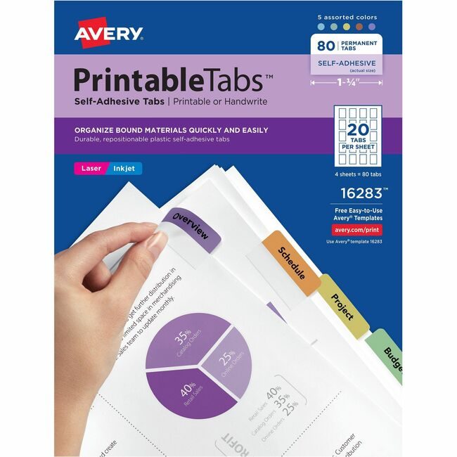 Avery Products Corporation Tabs Printable Slfadhsv Mi AVE16283