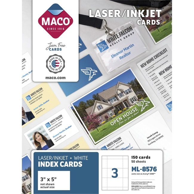Chartpak, Inc. Maco Card LASER INDEX 3 UP MACML-8576