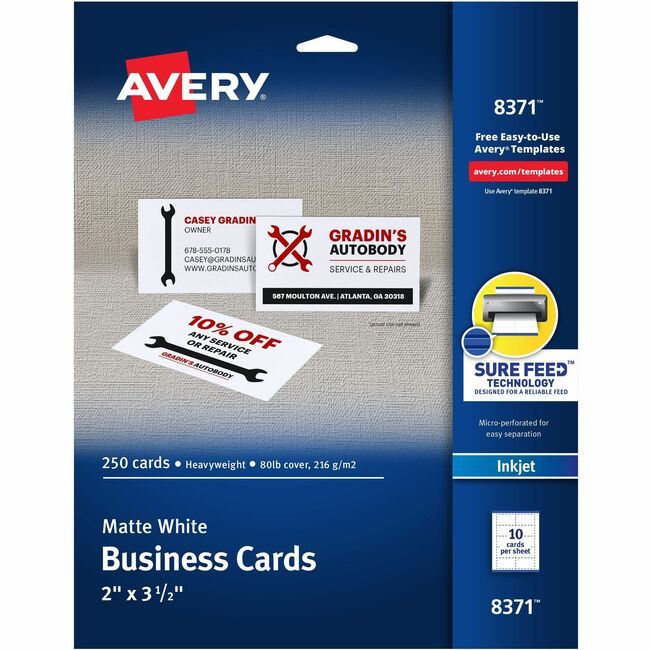 Avery Products Corporation Cards Bsness Inkjt 2X3.5 We AVE8371