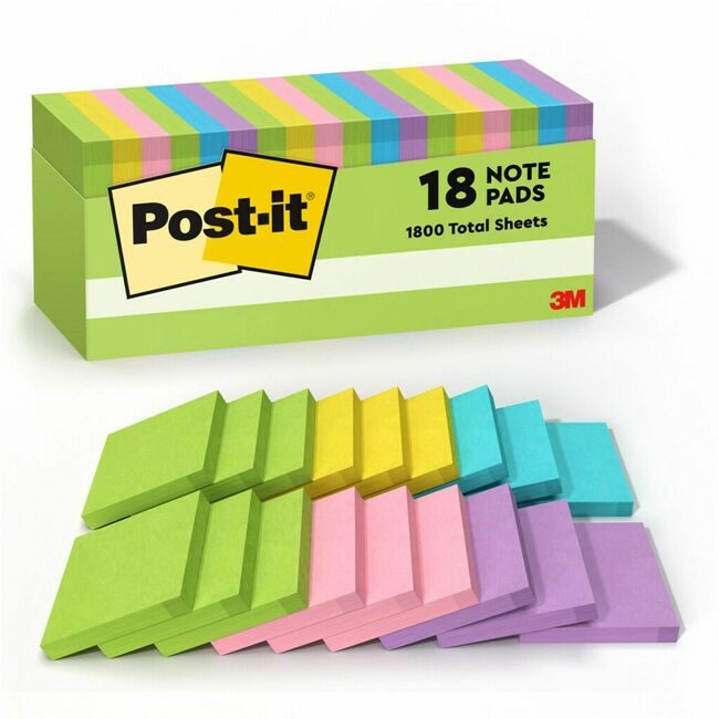 3M Company Notes Post-It 3X3 18 Pack Assorted MMM654-18BRCP