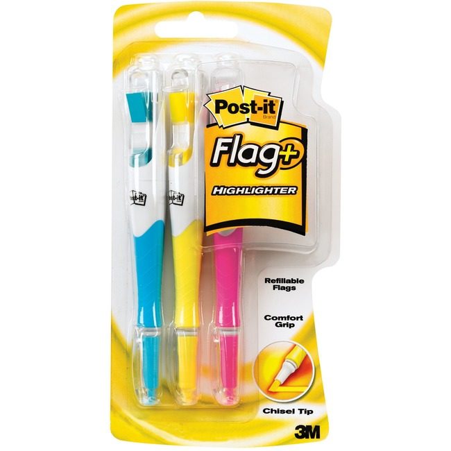 3M Company Highlighter Postit Flag 3 Pack MMM689-HL3