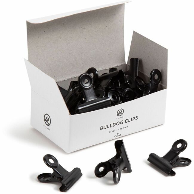 U Brands Clips Blldg 1.25" Black 20 Pack UBR3610U0624