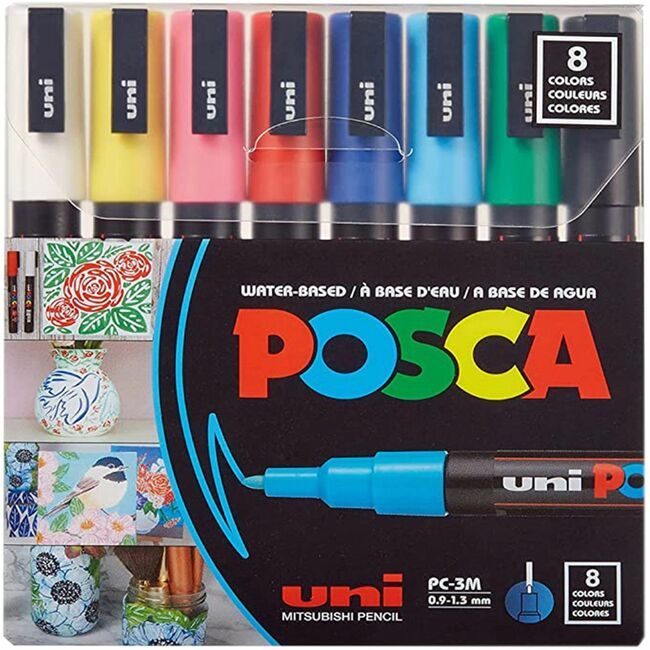 Mitsubishi Pencil Co. / uni-ball Marker Fine Point 8 Count Assorted UBCPC3M8C
