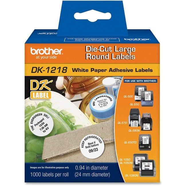 Brother International Label Round Paper 1" We BRTDK1218