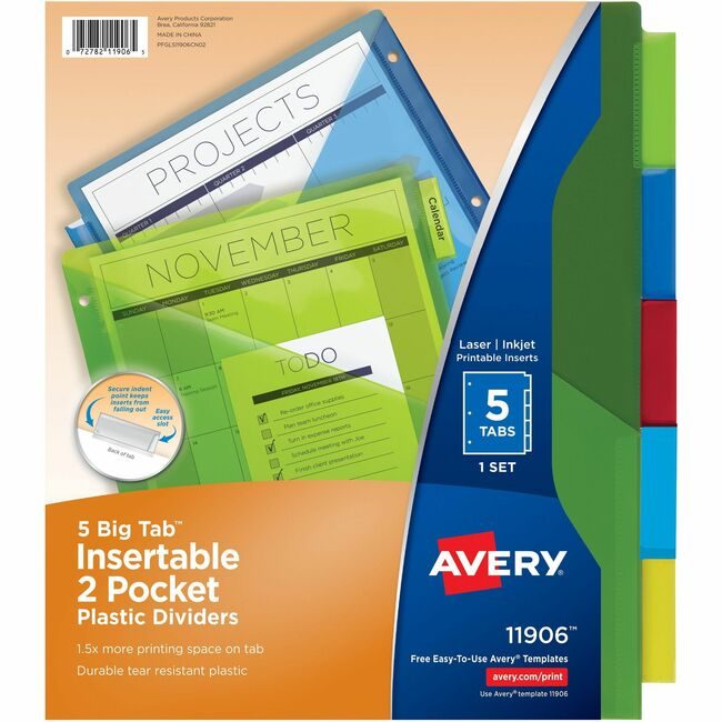 Avery Products Corporation Dividers Insert 5TAB Dblpkt AVE11906