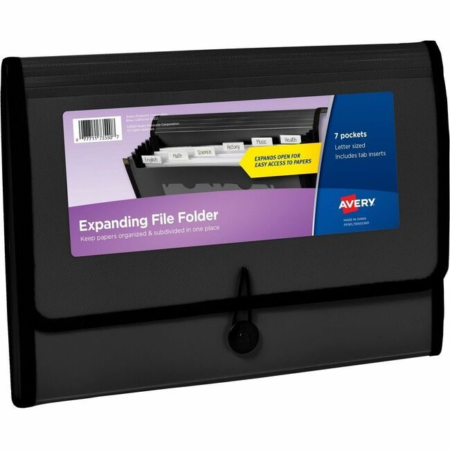 Avery Products Corporation Filefolder 7POCKET Black AVE73550