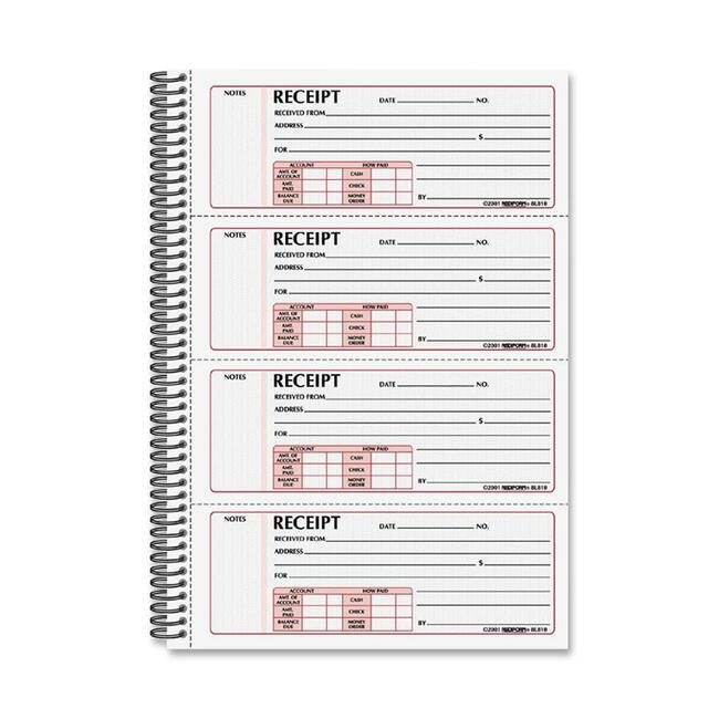 Dominion Blueline, Inc. Schneider Vizz Book Receipt 2PT 4 PER PAGE RED8L810