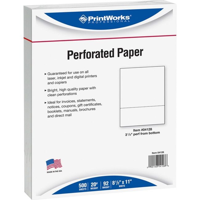 Paris Corporation PrintWorks Professional Paper Perf 3 1/2 20# We PRB04128