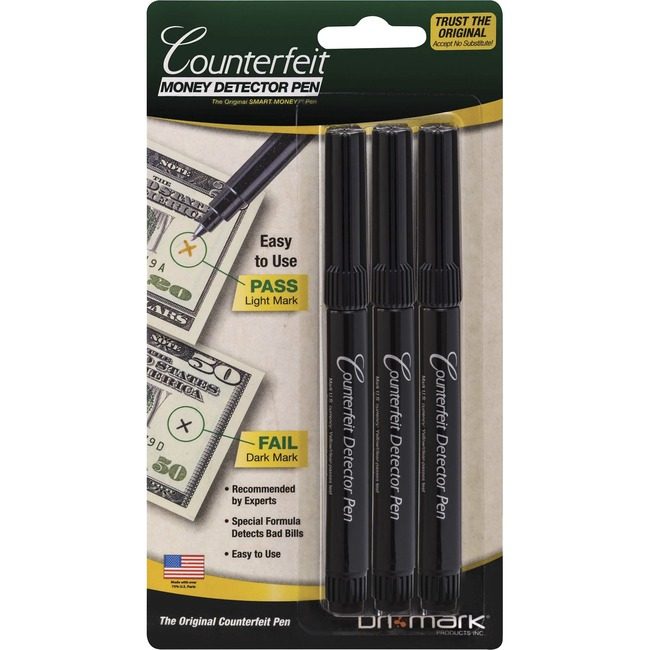 Dri Mark Products Pen Detector Counterft 3-PK DRI3513B