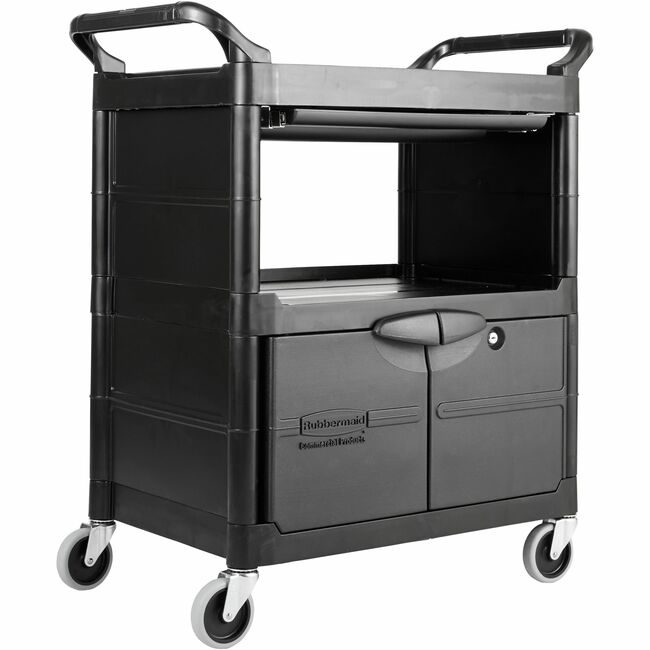 Rubbermaid Commercial Products Cart Service Lockable Black RCP345700BLA