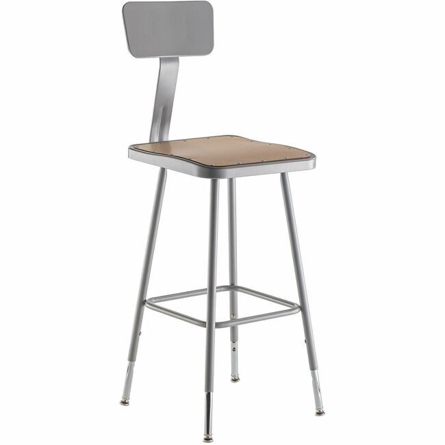 National Public Seating Stool 24-32IN Wood Sq Back NPS6324HB
