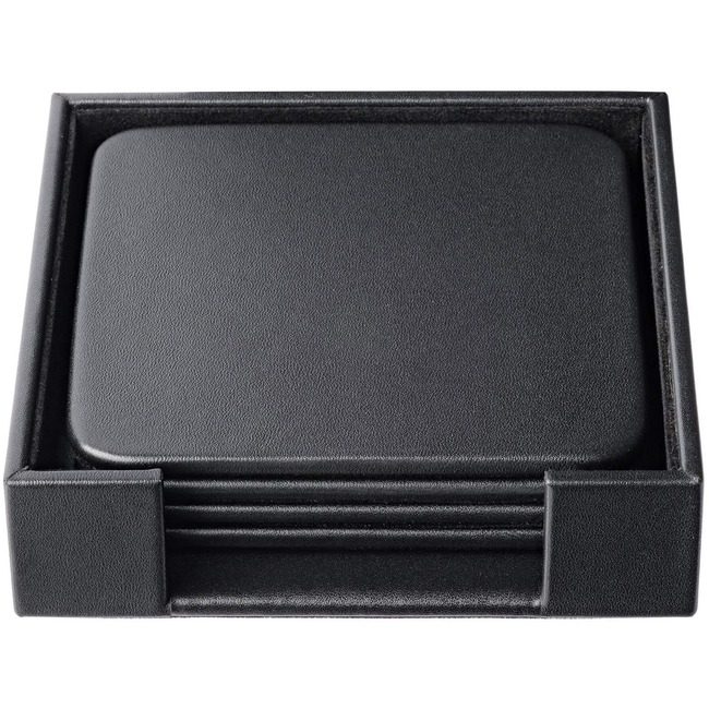 Dacasso Coaster Set Sq Lthr Black DACA1081