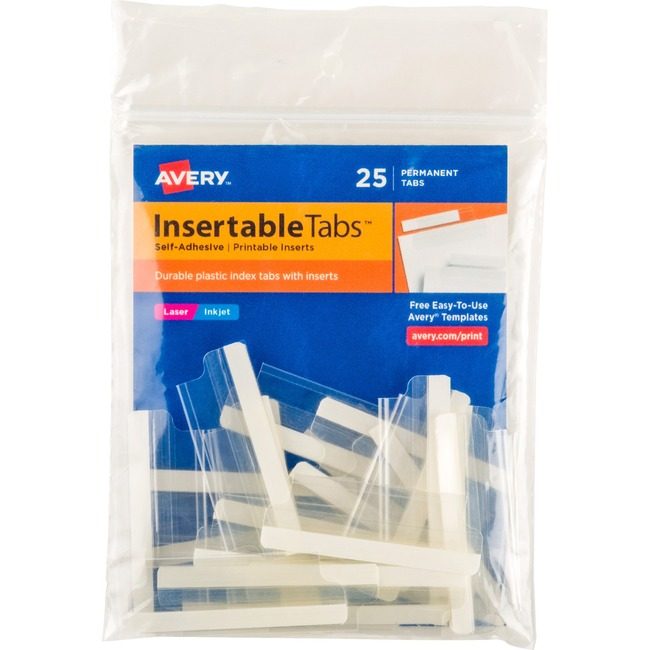 Avery Products Corporation Tabs Index Printable 2" Clear AVE16241