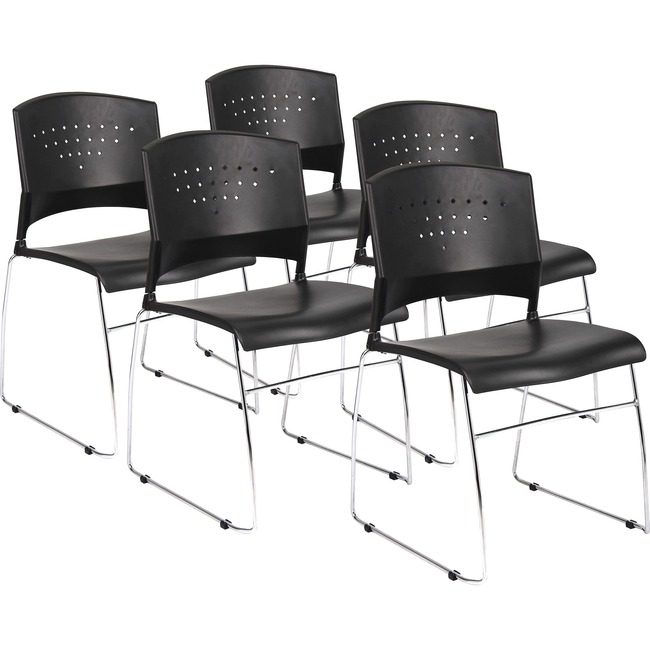 Boss Office Products Chair Stack Polypropylene 5/CT BOPB1400BK5