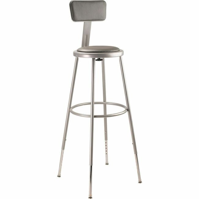 National Public Seating Stool 31-39IN Vin Back Gray NPS6430HB