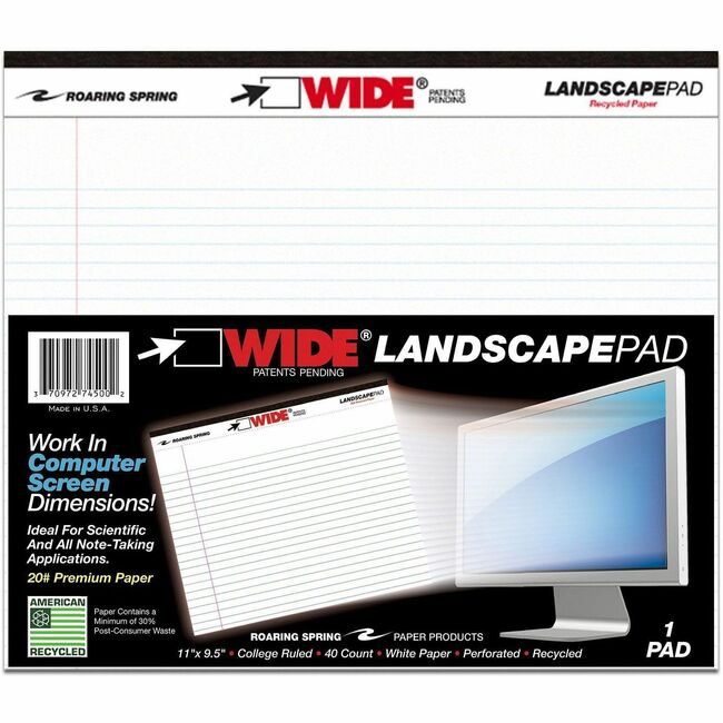 Roaring Spring Paper Products Pad 11"X9.5" White Ruled ROA74500CT