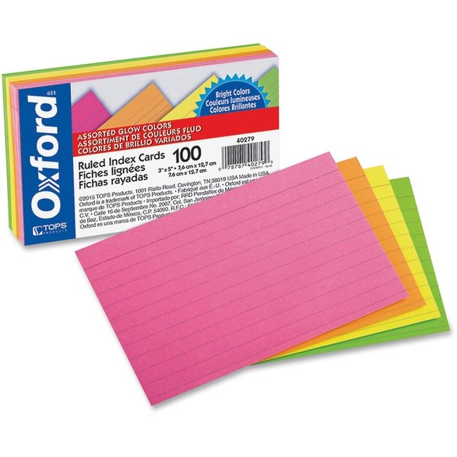 TOPS Products / ACCO legacy Oxford Card Index 3X5 Assortd Glow OXF40279