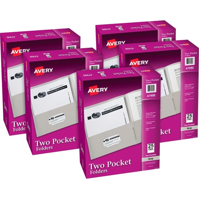 Avery Products Corporation Folder 2-POCKET Letter Gray AVE47990CT