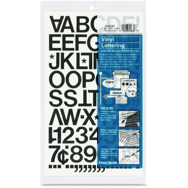 Chartpak Letter Numbers Vnyl 1"BK CHA01030