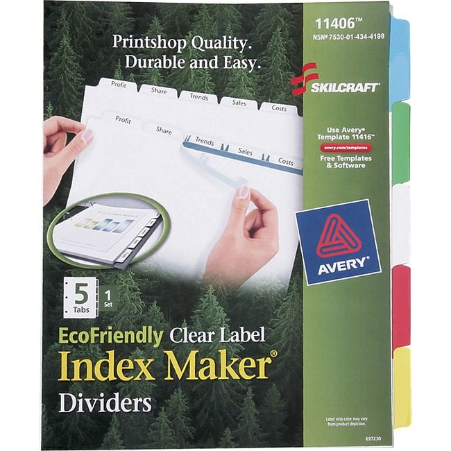 Varies / verify SKU SKU-LEVEL VERIFICATION REQUIRED Dividers Index Eco 5TAB Assorted NSN4344198