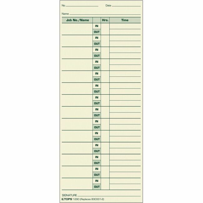 TOPS Products Form Job Card 3.5X8.5 TOP1290