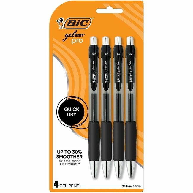 BIC Corporation Pen Gel Medium 7MM Black 4 Pack BICRPGLP4BLK