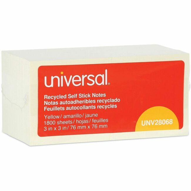 Universal Office Products Note 3X3 RCYC 18/PK Yw UNV28068