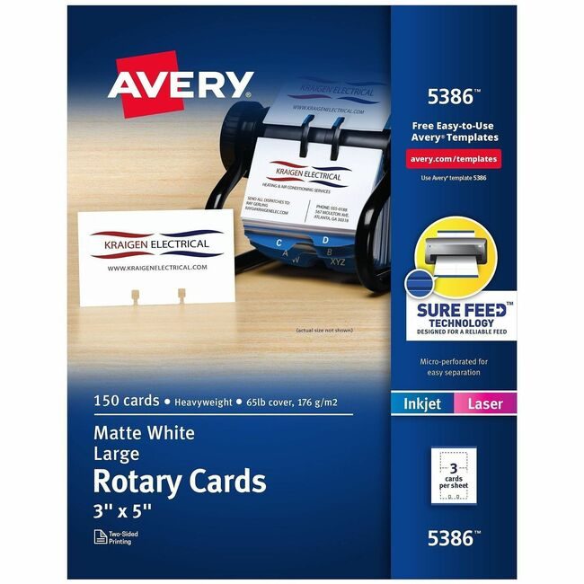 Avery Products Corporation Cards Rotary Lsr/Inkjt 150 AVE5386