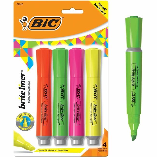 BIC Corporation Highlighter Grip Tank Assorted BICBLMGP41ASST