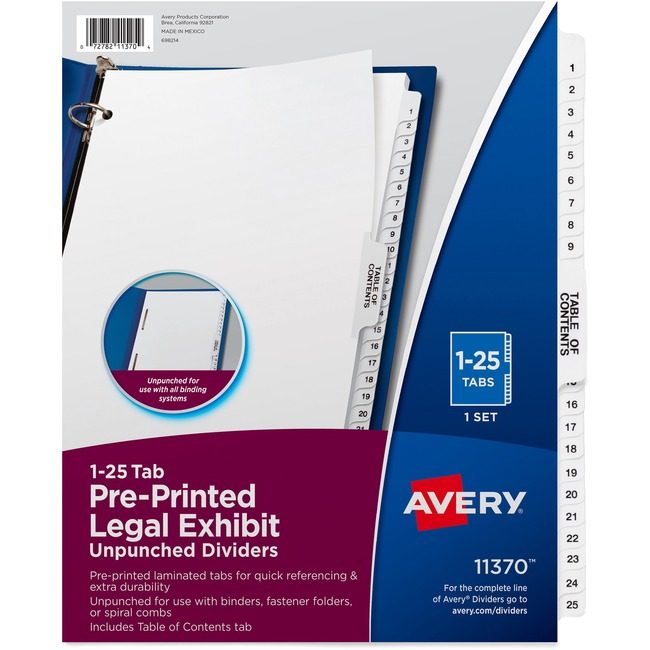 Avery Products Corporation Dividers Legal Sidetab 1-25 AVE11370
