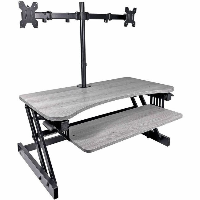 Rocelco Riser Desk 2ARMBNDL 40"W Gray RCLRDADRGDM2