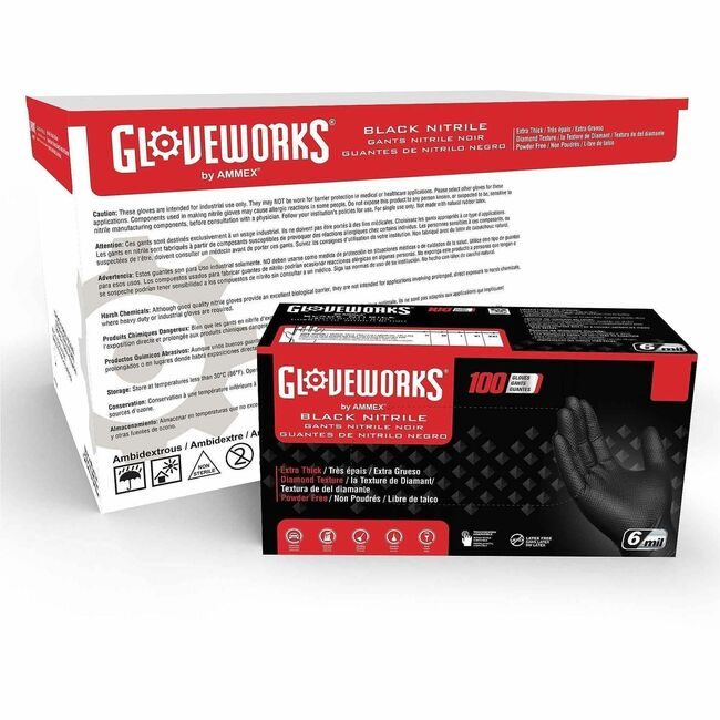 AMMEX Glv Rdt Blk Nitrile Pf Lg AMXGWBN46100CT