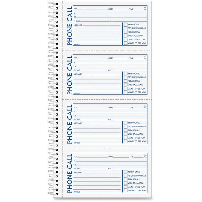 Adams Business Forms Book Message Phone 11X5.5" ABFSC115-4D