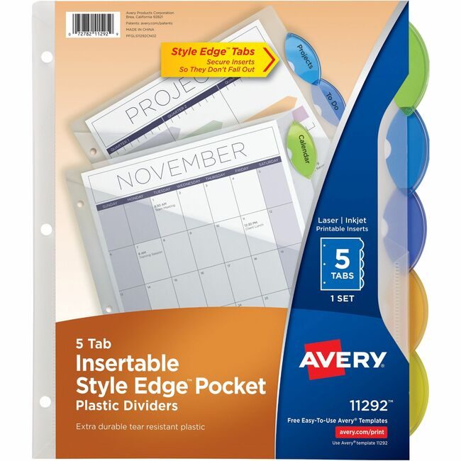 Avery Products Corporation Dividers Insert Plastic 5TB AVE11292