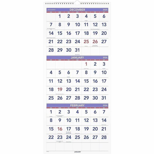 ACCO Brands AT-A-GLANCE Calendar Wall 3MTH 12X27 We AAGPM11-28