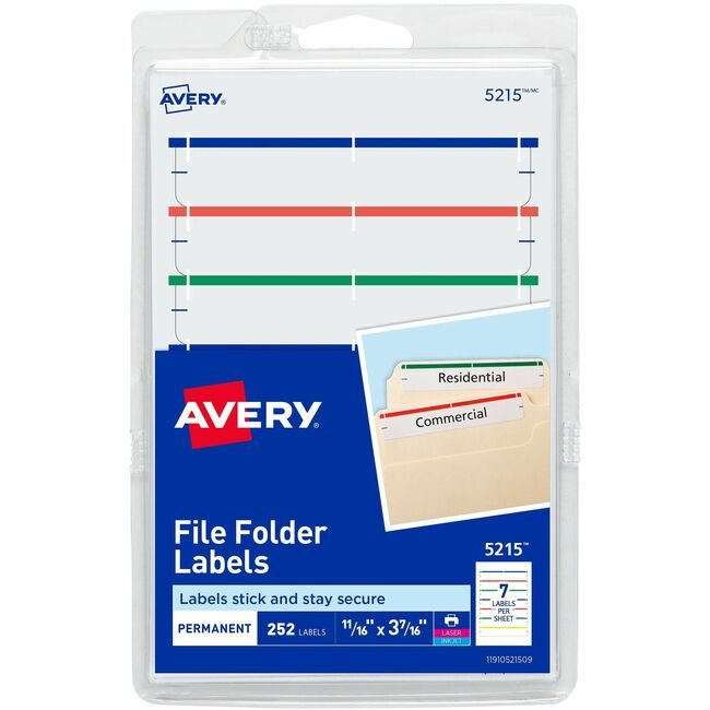 Avery Products Corporation Label Fldr Perm Lsr/Ink Assorted AVE05215
